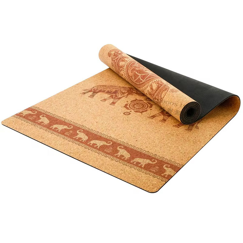 Design Printed Cork Yoga Mat-Natural Cork & Rubber - Non Slip